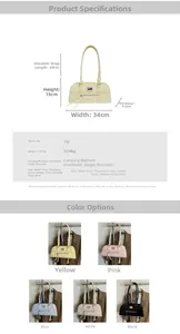 Tableau des tailles détaillé pour sac porté épaule en cuir PU avec dimensions et coloris