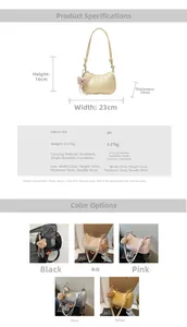 Detailed size chart of the minimalist PU leather shoulder bag with plush bear pendant