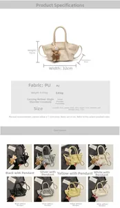 Detailed technical specifications and dimensions of the woven texture PU leather bucket bag