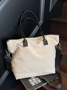 Sac Cabas en Toile Grande Capacité Urbain Minimaliste pour Femmes Couleur Unie Léger Sac à Bandoulière pour Voyage Travail Quotidien