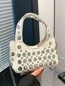 Borsa a Secchiello da Donna in Pelle PU Con Borchie Moda Piccola Borsa a Tracolla a Catena Borsetta di Nicchia Personalizzata