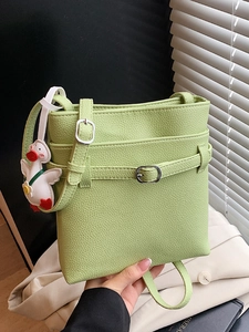 Borsa a Secchiello in Pelle PU Con Trama a Buccia di Litchi Stile Coreano Minimalista Per Donna Tracolla Regolabile