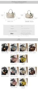 Tableau des tailles détaillé pour sacs seaux en similicuir en grandes et petites tailles