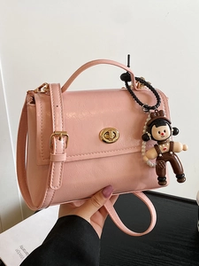 Borsa Piccola Quadrata in Pelle PU a Cera d'Olio in Stile Francese Minimalista per Donna Borsa a Tracolla Tinta Unita