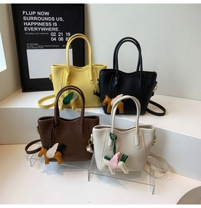 Litchi pattern leather mini bucket bags in four colors with Pegasus charms
