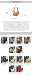 Tabella taglie e opzioni colore per la borsa hobo in PU con manico a nodo elegante