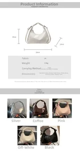 Detailed size chart showing 26x20x10cm dimensions for this trendy PU crescent bag