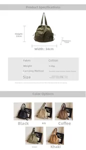 Spécifications de taille et cinq options de couleur pour le sac à dos nylon à cordon
