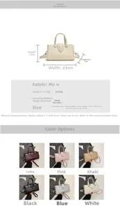Spécifications détaillées de taille pour sac à main en cuir PU de 23x13x7cm environ