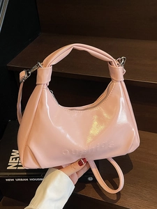 Women Fashion PU Leather Handbag Stylish Oil Wax Leather Crossbody Bag Minimalist Commuter Versatile Hobo Shoulder Bag With Letter Embossing