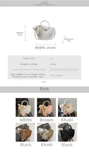 Spécifications détaillées et six options de couleur pour le sac croissant chic en cuir PU
