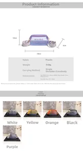 Tableau des tailles détaillé pour sac bandoulière transparent en PVC avec mesures