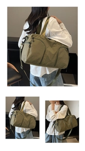 Macro detail of waterproof olive green travel bag with reinforced straps and zipper pockets
