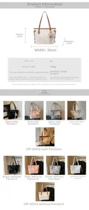 Detailed size chart for the minimalist tote bag with dimensions and five color options