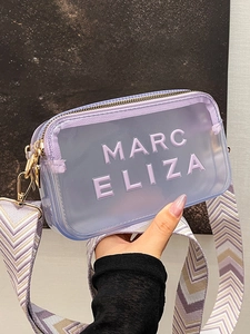 Sac bandoulière transparent violet avec large sangle et lettrage MARC ELIZA