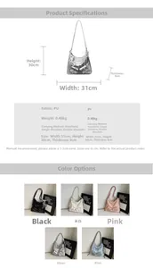 Detailed size specifications for the vintage PU tote bag with bow and lace details