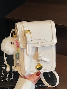 Fashion PU Leather Vertical Mobile Phone Bag For Women Korean Style Small Square Bag Elegant Commuter Crossbody Mini Bag
