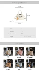 Detailed size chart and color options for the stylish PU leather shell crossbody bag