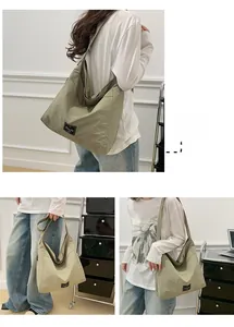 Detailed views of the large capacity sage green tote bag from multiple angles and positions