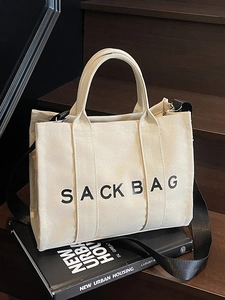 Women Large Capacity Canvas Tote Bag Casual SACK BAG Letter Print Handbag With Adjustable Shoulder Strap For Work School Daily Travel