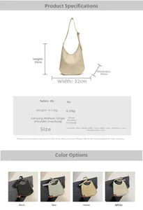 Detailed size chart for minimalist faux leather hobo bag with dimensions 39x32x10 cm