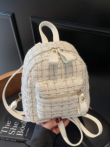 Elegante Mini Zaino in Tweed da Donna Zainetto a Quadri Borsa a Tracolla per Pendolarismo Quotidiano Borsa a Mano