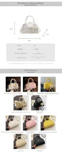 Tabella delle taglie e vista multicolore di questa borsa quadrata in pelle PU
