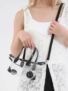 Minimalistische PVC-Handtasche mit schwarzen Henkeln und verstellbarem Schultergurt Damen