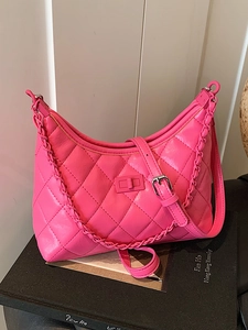 Women Quilted Rhombic Shoulder Bag PU Leather Chain Underarm Bag Elegant Crossbody Purse For Office Fashion Daily Wear