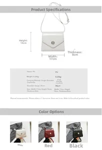 Guide des tailles pour sac bandoulière vintage en cuir verni avec dimensions et détails