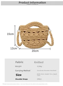 Größentabelle für bunte gewebte Handtasche mit Maßen 20x15x12cm und Gurtlänge Info