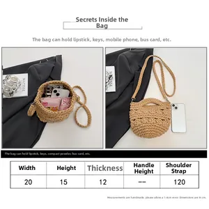 Größentabelle mit 20x15x12cm Maßen für diese bunte gewebte Urlaubs-Strandtasche