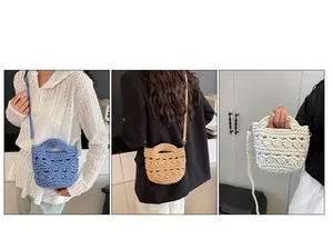 Detail der handgewebten Strandtasche mit Tragegriff und Schultergurt für verschiedene Stile