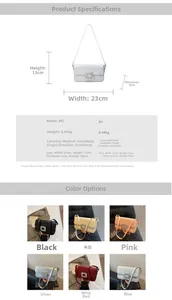 Detail view of lychee pattern underarm bag featuring a luxury square rhinestone buckle