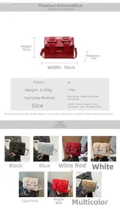 Detail view of stylish PU leather satchel with dimensions 18x13x7cm and strap details