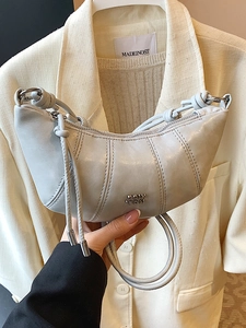 Minimalist PU Leather Croissant Bag Women Urban Simple Semi-Circular Shoulder Bag Casual Crossbody Bag Solid Color Daily Fashion Handbag