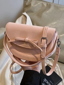 Sacoche de Selle à Nœud pour Femmes en Cuir PU Sac en Bandoulière Style Doux Quotidien Vacances Sac Messager pour Femmes