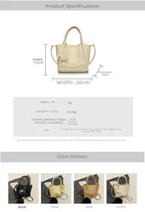 Detailed spec chart of faux crocodile leather bucket bag with cute elephant charm