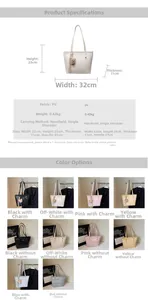 Detailed size chart and color options for the large vintage minimalist tote bag