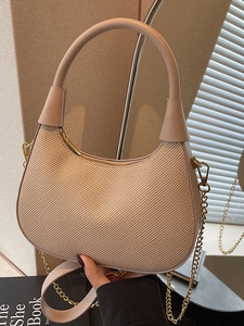 Mode Damen Hobo Achseltasche Gewebte Textur PU Leder Umhängetasche Metallkette Minimalistische Handtasche