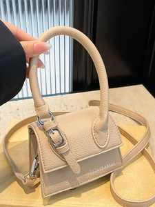 Mini Sac à Bandoulière pour Femmes Motif Litchi en Cuir PU Petit Sac Carré Tendance Style Designer