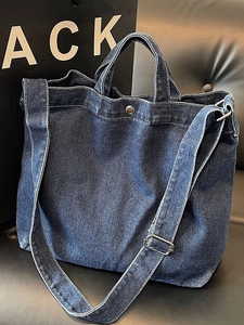 Borsa Tote in Denim Donna Grande Capacità Retro Casual in Tessuto Lavato Borsa a Tracolla Letteraria Doppia Tracolla Borsa a Mano