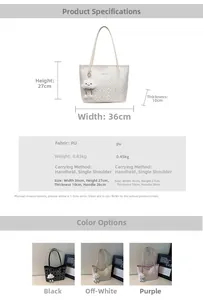 Vue détaillée des dimensions du sac cabas tissé avec son accessoire décoratif nuage