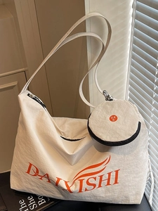 Large Capacity Canvas Shoulder Bag For Women Casual Tote Messenger Bag With Coin Purse Letter Print Crossbody Bag