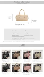 Detailed size specifications for a stylish PU leather handbag measuring 25x14x10cm