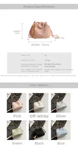 Detailed size specifications and multi-color options for cloud pleated crossbody bag