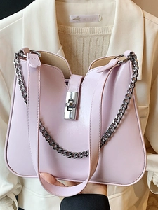 Mode Glänzende PU Leder Umhängetasche Für Damen Retro Achseltasche Mit Silberner Metallkette Verschluss Elegante Handtasche