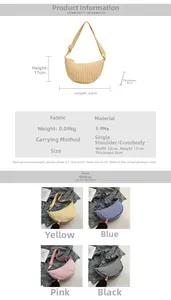Size chart for canvas moon bag showing dimensions 32x17x8cm and four color options