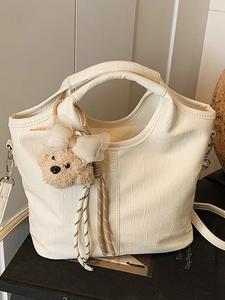 Mode Krokodilmuster Große Kapazität PU Leder Schultertasche Für Damen Urban Minimalistische Tragetasche Mit Bärenanhänger