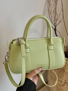 Fashionable light green Boston style handbag with adjustable shoulder strap for women